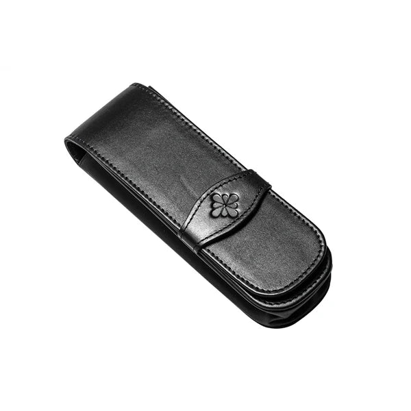 Diplomat Leather Double Pen Case - Black