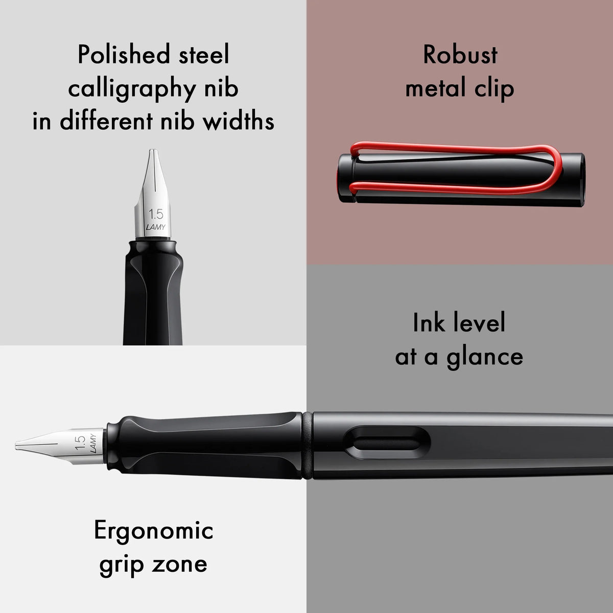 LAMY Joy Calligraphy Fountain Pen – Black | 1.5 mm Calligraphy Nib