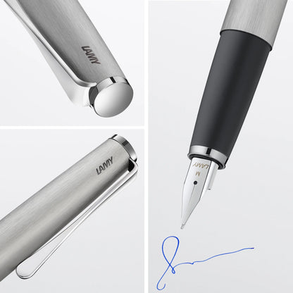 LAMY Studio Fountain Pen – Brushed Steel | Broad (B) Nib
