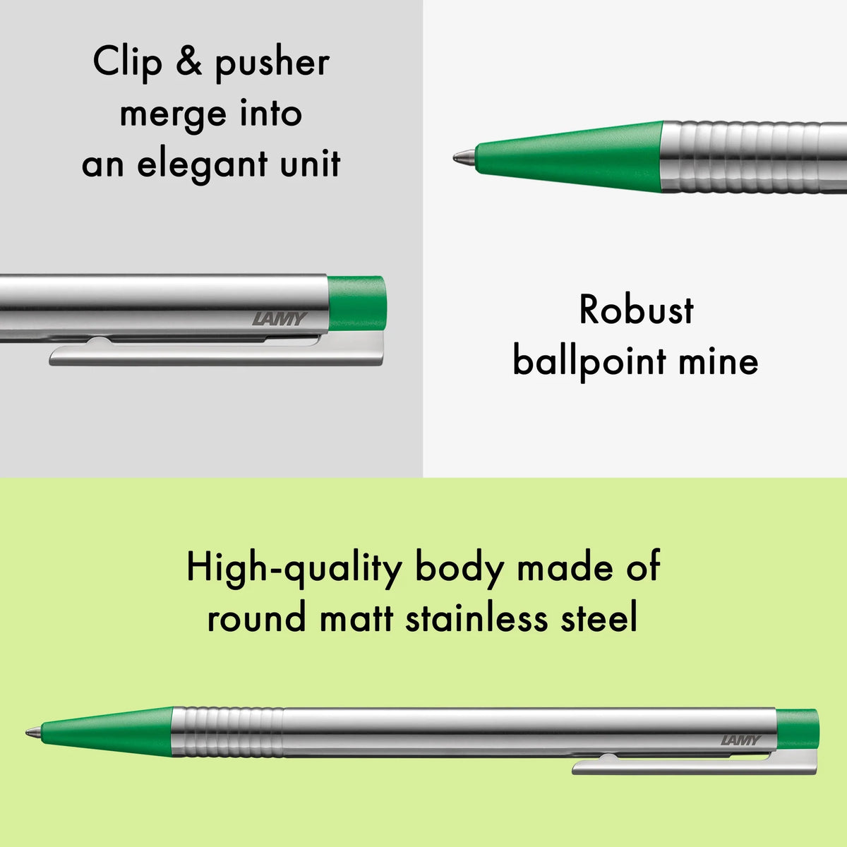 LAMY Logo Ballpoint Pen – Green | Black Refill, Medium