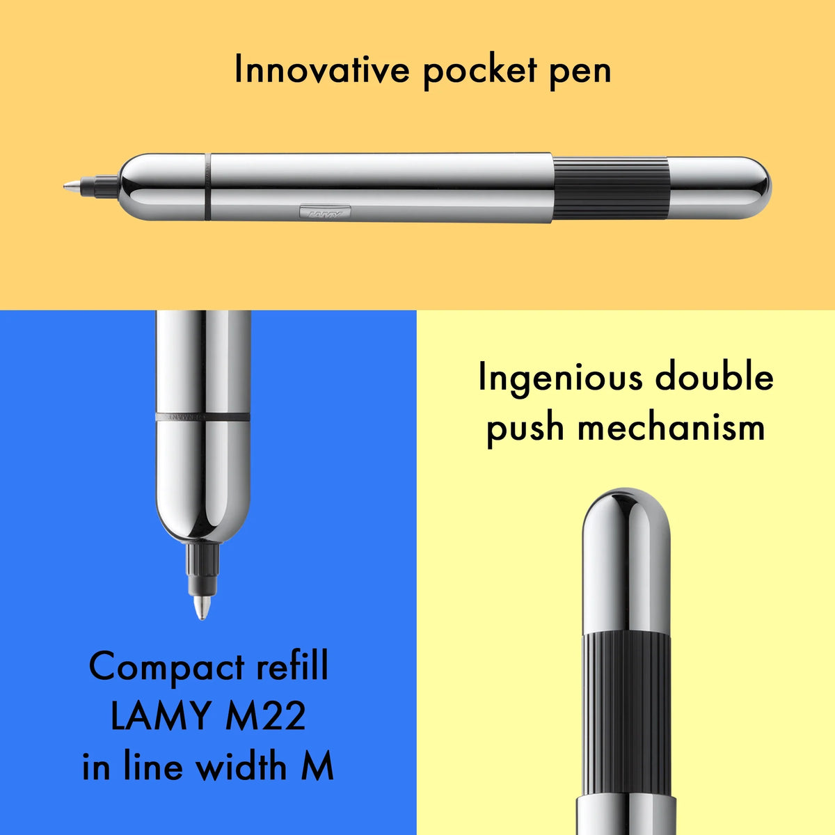 LAMY Pico Ballpoint Pen – Chrome | Black Refill, Medium