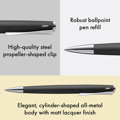 LAMY Studio Ballpoint Pen – Black | Black Refill, Medium
