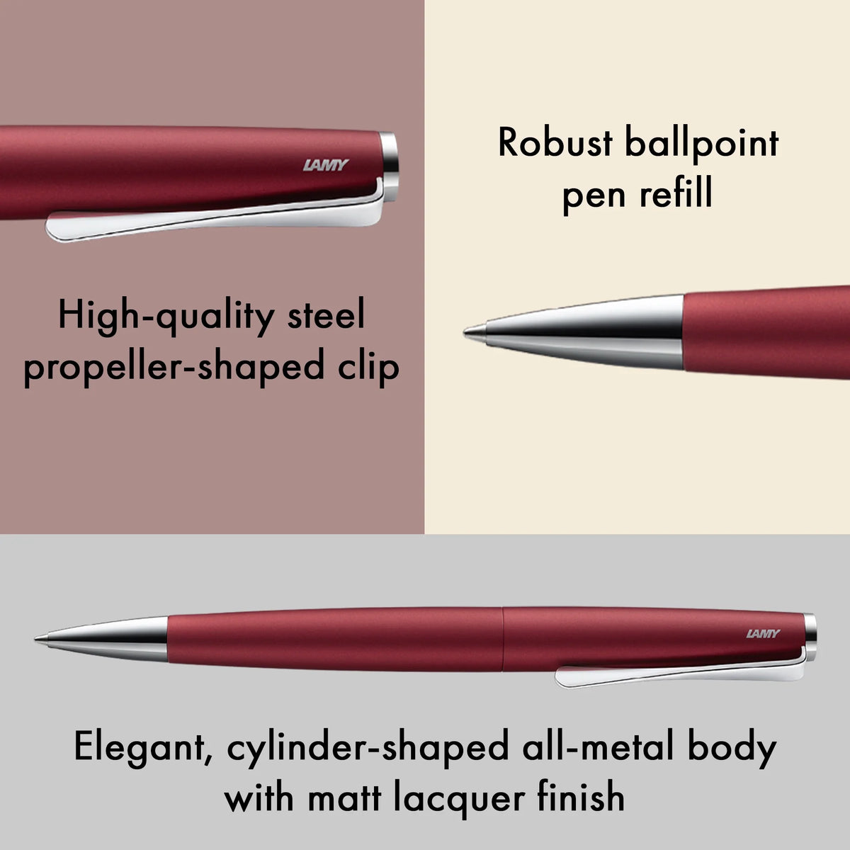 LAMY Studio Ballpoint Pen – Royal Red | Black Refill, Medium