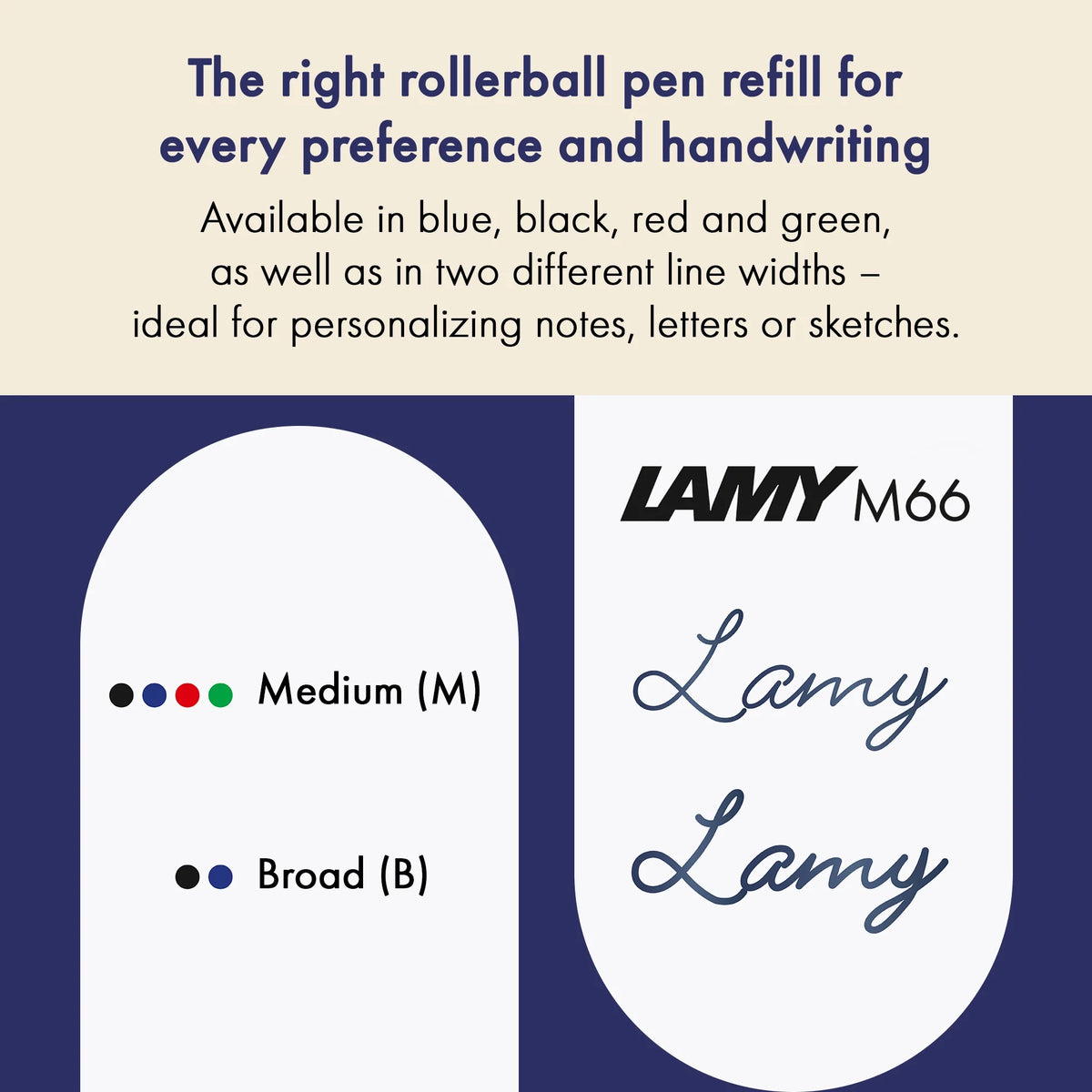 LAMY M66 Rollerball Refill – Blue, Medium