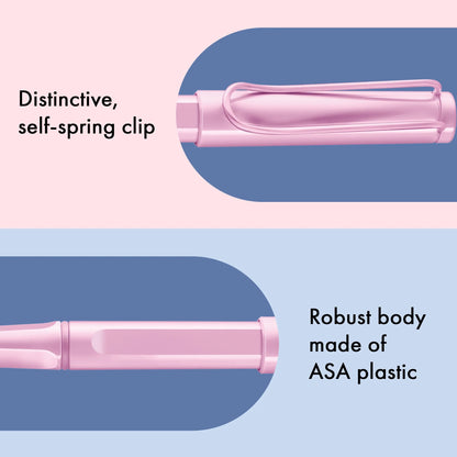 LAMY Safari Rollerball Pen – Light Rose | Blue Refill, Medium