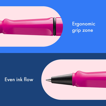 LAMY Safari Rollerball Pen – Pink | Blue Refill, Medium