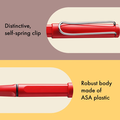 LAMY Safari Rollerball Pen – Red | Black Refill, Medium