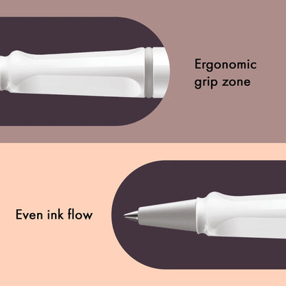 LAMY Safari Rollerball Pen – White | Black Refill, Medium