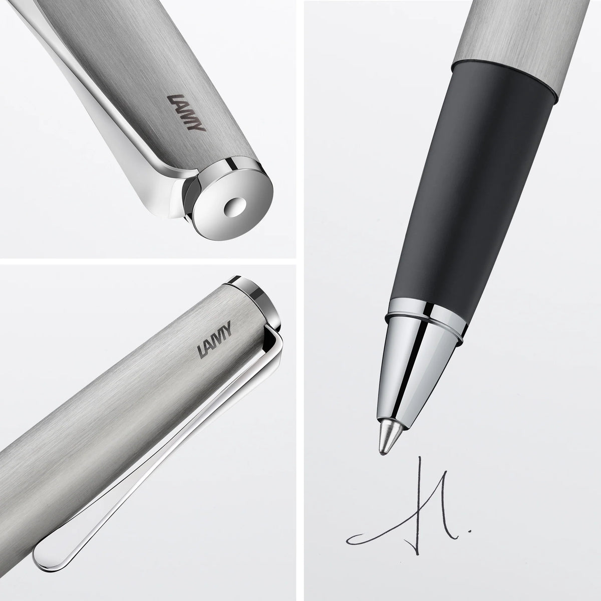 LAMY Studio Rollerball Pen – Brushed Steel | Black Refill, Medium