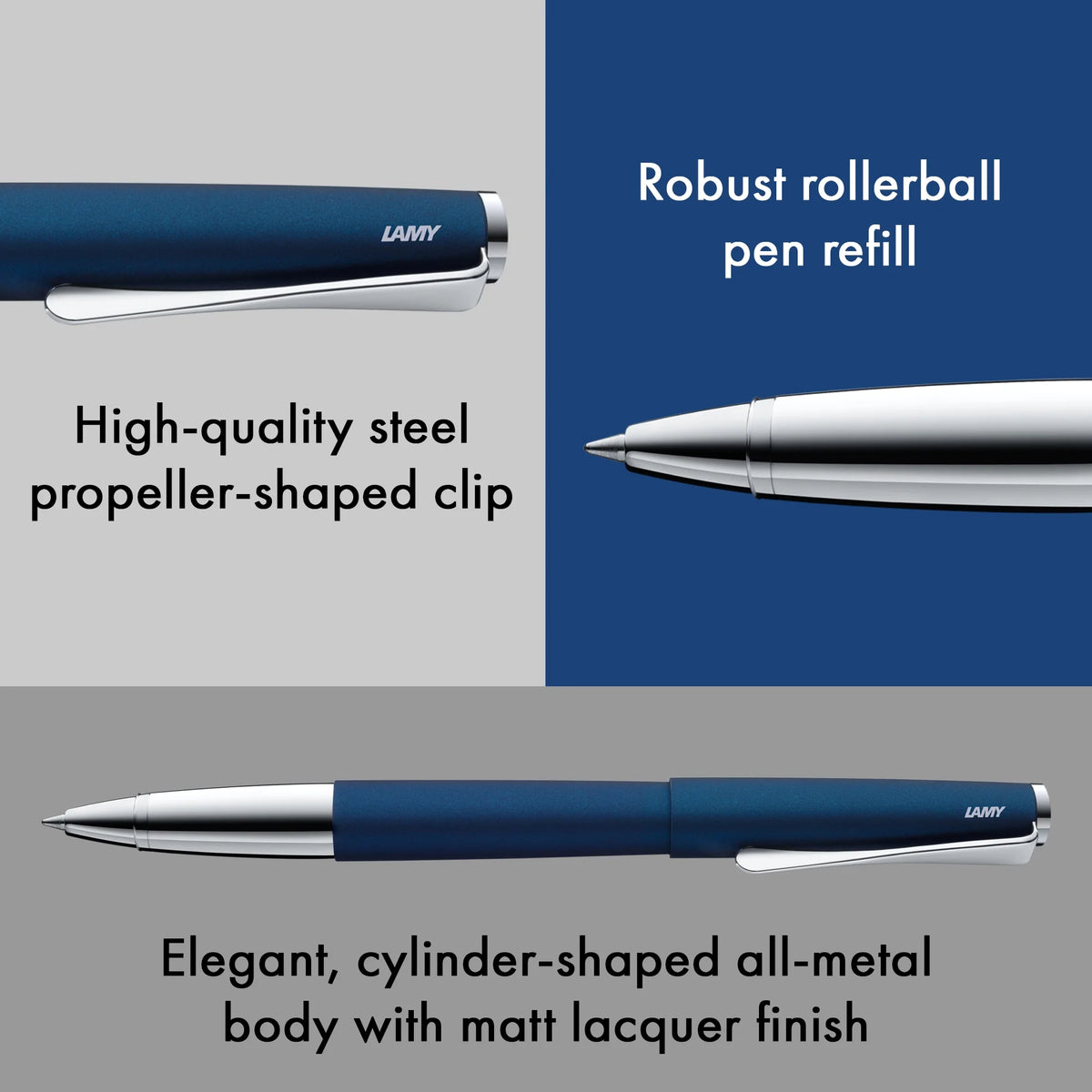 LAMY Studio Rollerball Pen – Imperial Blue | Black Refill, Medium