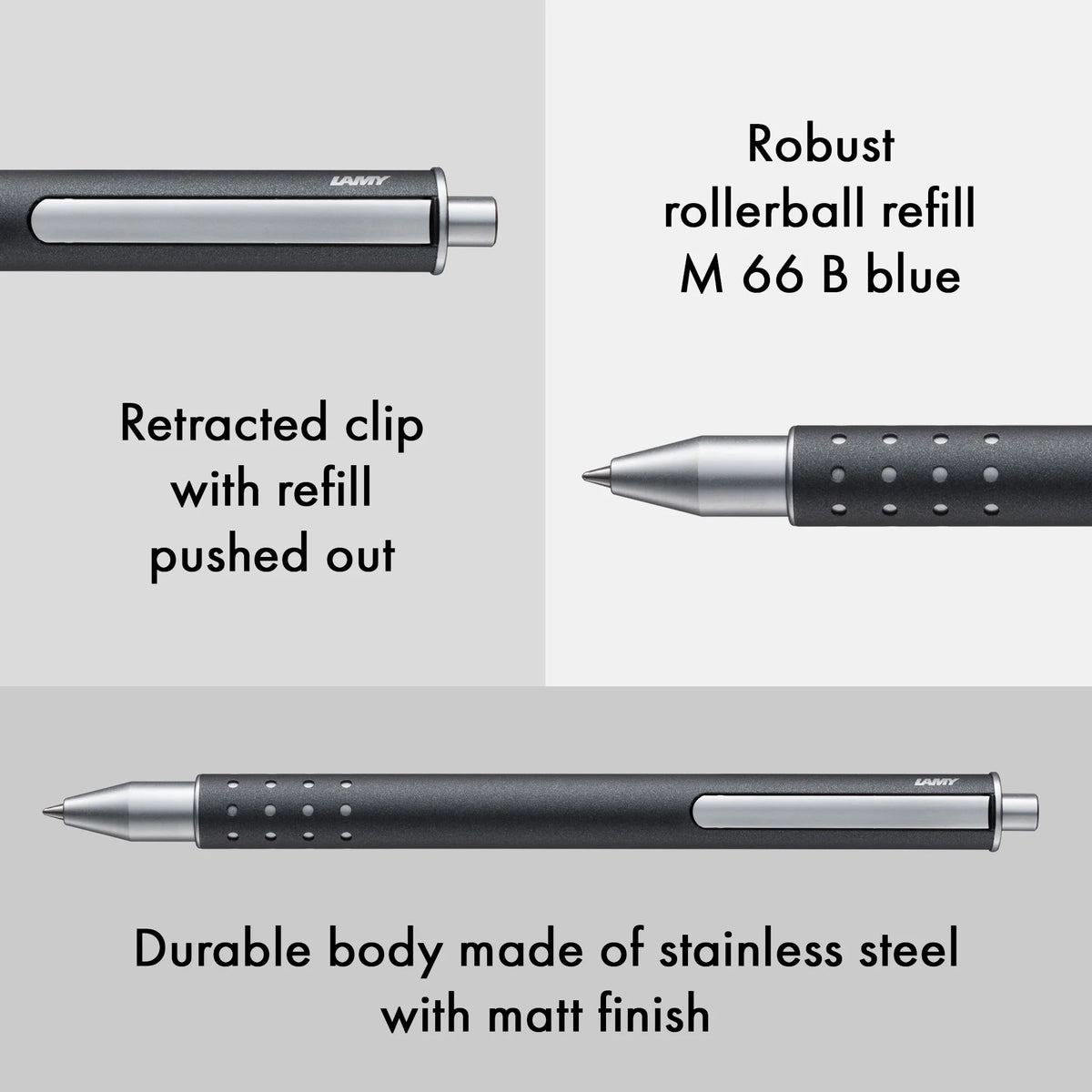 LAMY Swift Rollerball Pen – Anthracite | Blue Refill, Broad