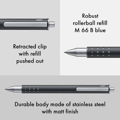 LAMY Swift Rollerball Pen – Anthracite | Blue Refill, Broad
