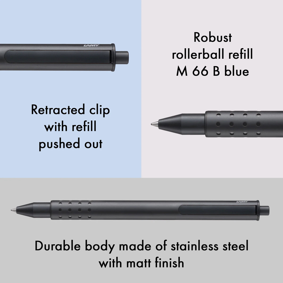 LAMY Swift Rollerball Pen – Black | Blue Refill, Broad
