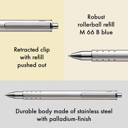 LAMY Swift Rollerball Pen – Palladium | Blue Refill, Broad