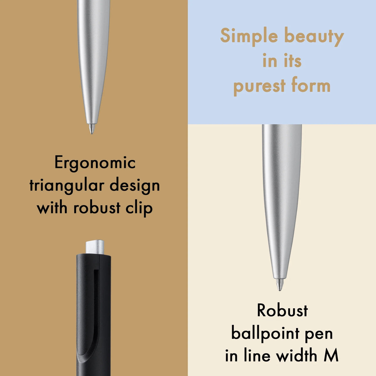 LAMY Noto Ballpoint Pen – Black & Silver | Black Refill, Medium