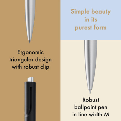 LAMY Noto Ballpoint Pen – Black & Silver | Black Refill, Medium