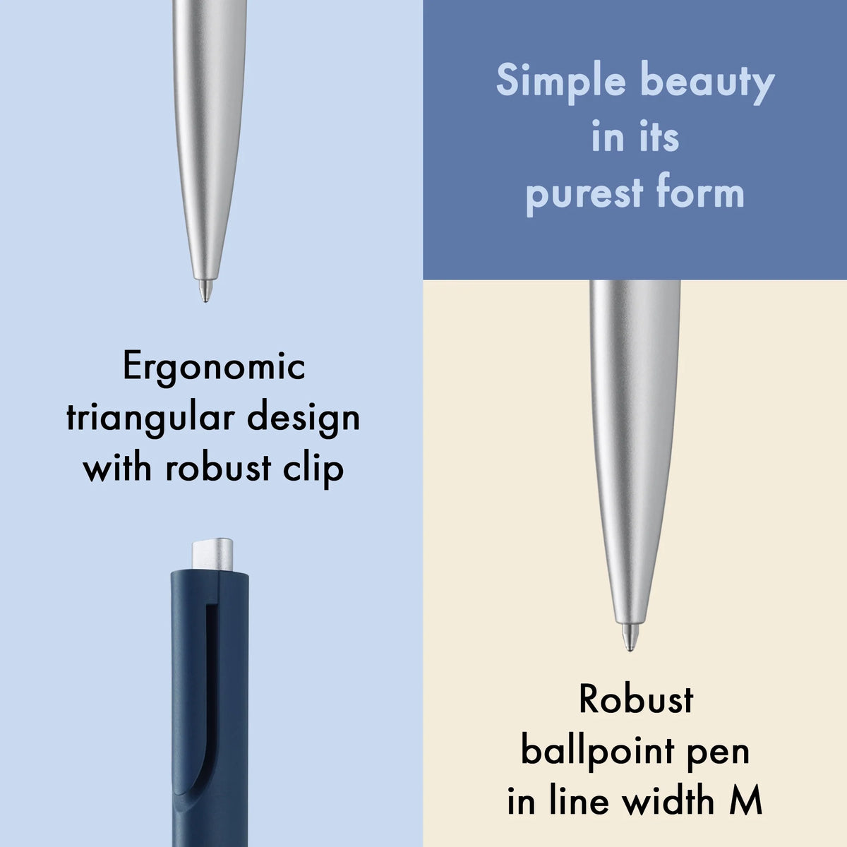 LAMY Noto Ballpoint Pen – Blue & Silver | Black Refill, Medium