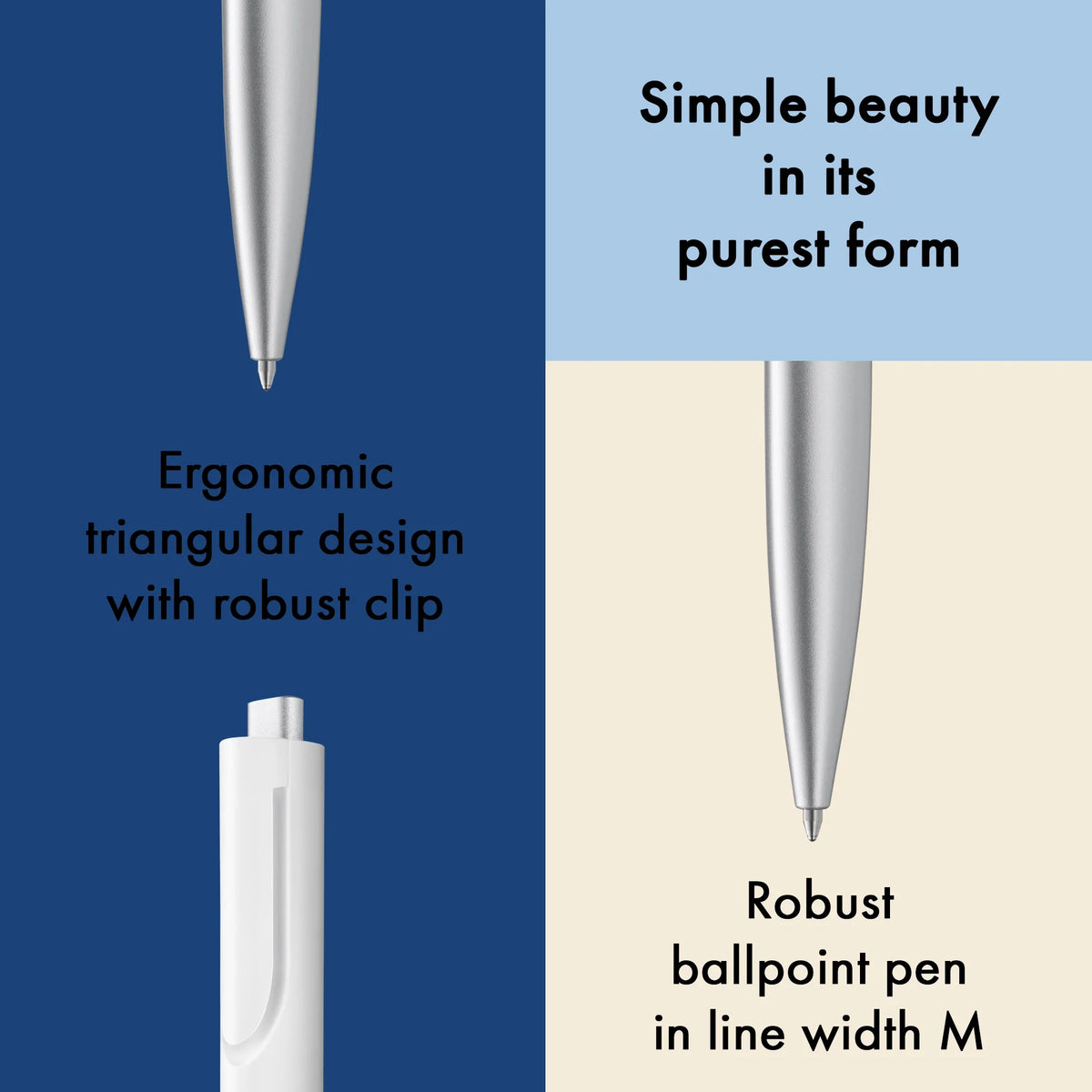 LAMY Noto Ballpoint Pen – White & Silver | Black Refill, Medium
