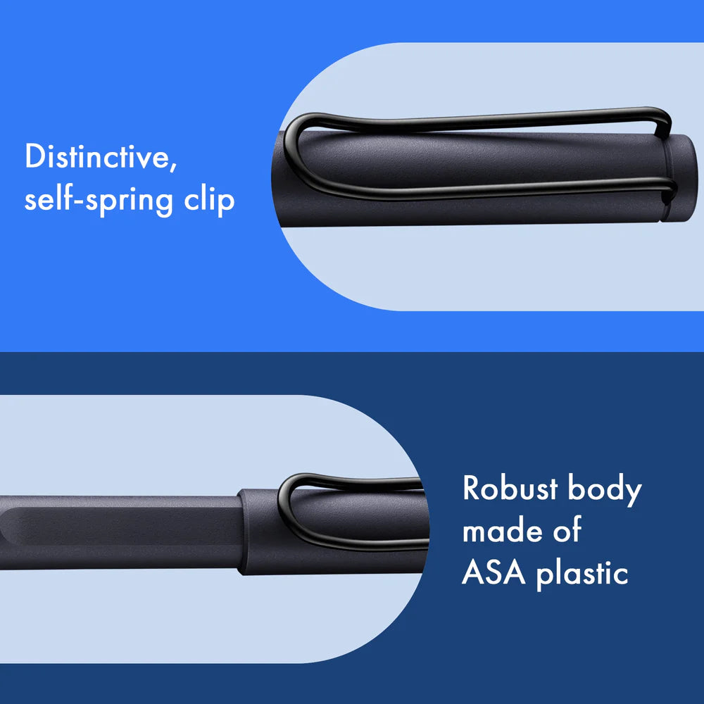 LAMY Safari Roll-Ink Cartridge Rollerball Pen – Steel Black | Medium Tip