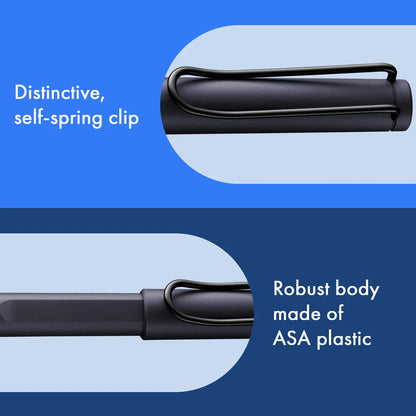 LAMY Safari Roll-Ink Cartridge Rollerball Pen – Steel Black | Medium Tip