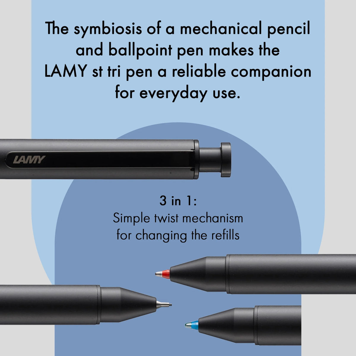 LAMY ST Tri Pen Multisystem Pen – Black | 0.5 mm HB Lead