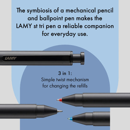 LAMY ST Tri Pen Multisystem Pen – Black | 0.5 mm HB Lead