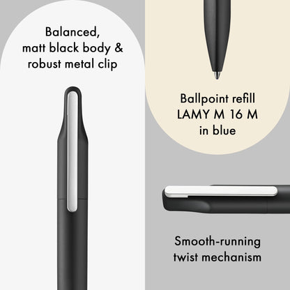LAMY Xevo Ballpoint Pen – Black | Blue Refill, Medium