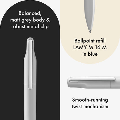 LAMY Xevo Ballpoint Pen – Light Grey | Black Refill, Medium