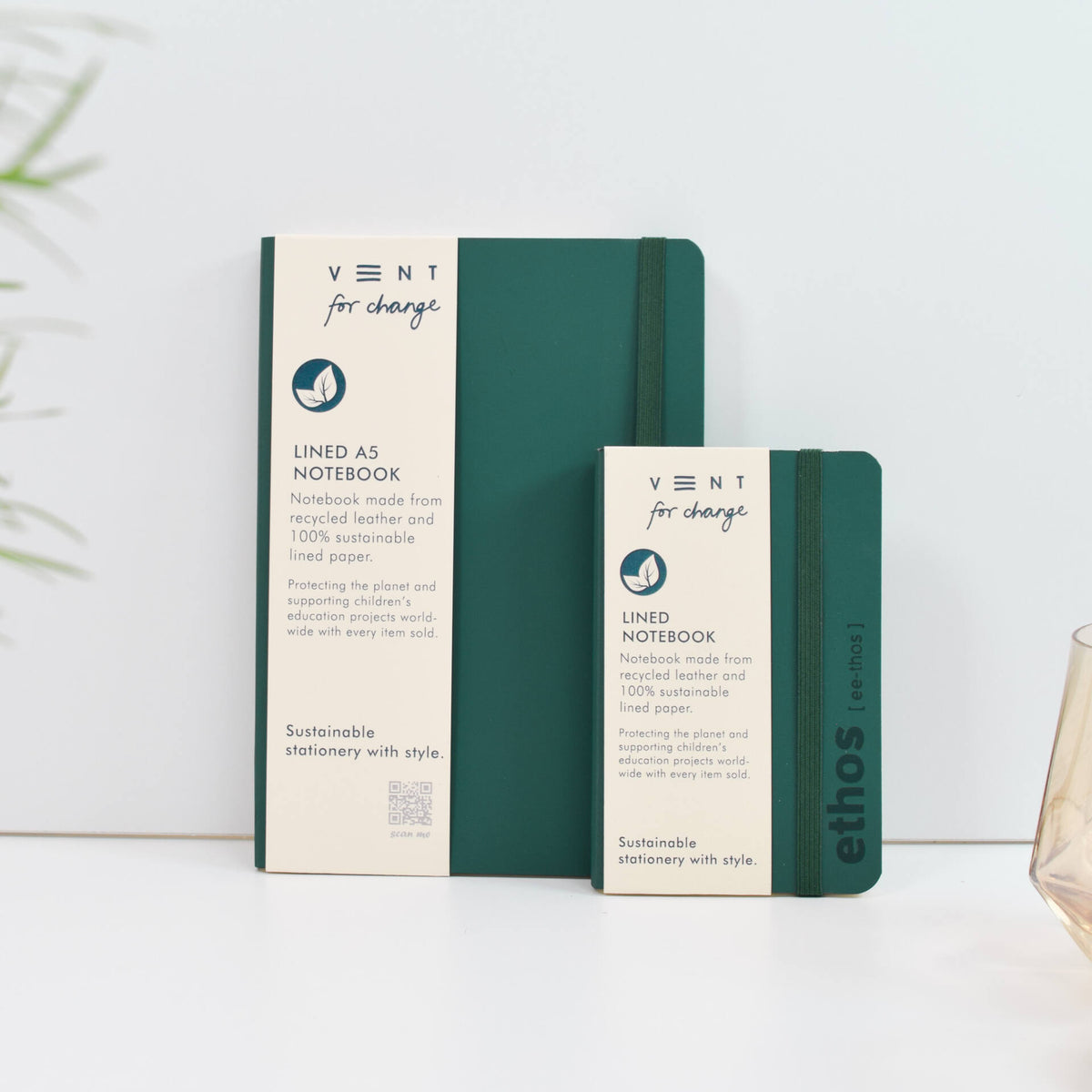 VENT Luxury ETHOS A6 Recycled Leather Pocket Notebook – Emerald Green