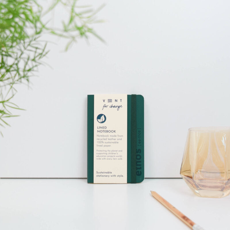 VENT Luxury ETHOS A6 Recycled Leather Pocket Notebook – Emerald Green