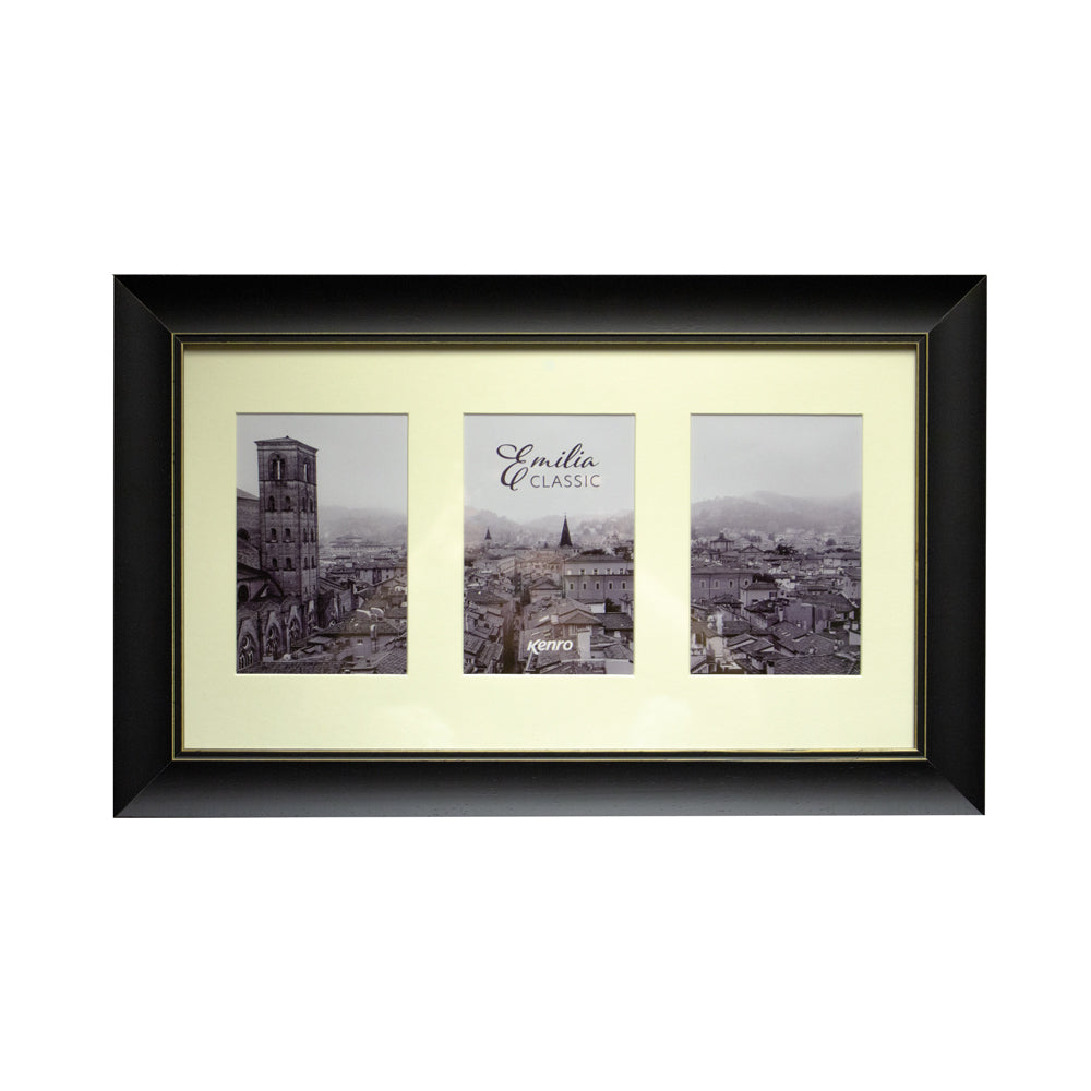 Kenro Emilia Classic Triple Photo Frame Black