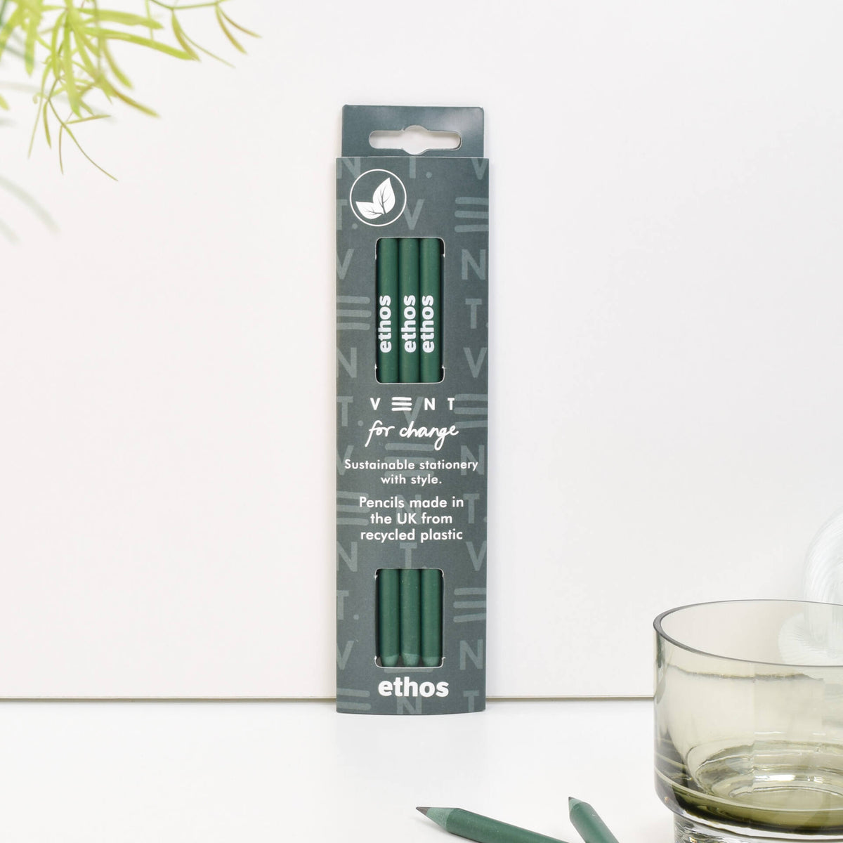 VENT Luxury ETHOS Recycled Pencils, Pack of 3 – Emerald Green