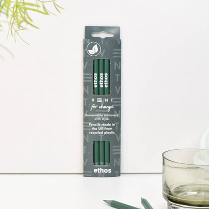 VENT Luxury ETHOS Recycled Pencils, Pack of 3 – Emerald Green