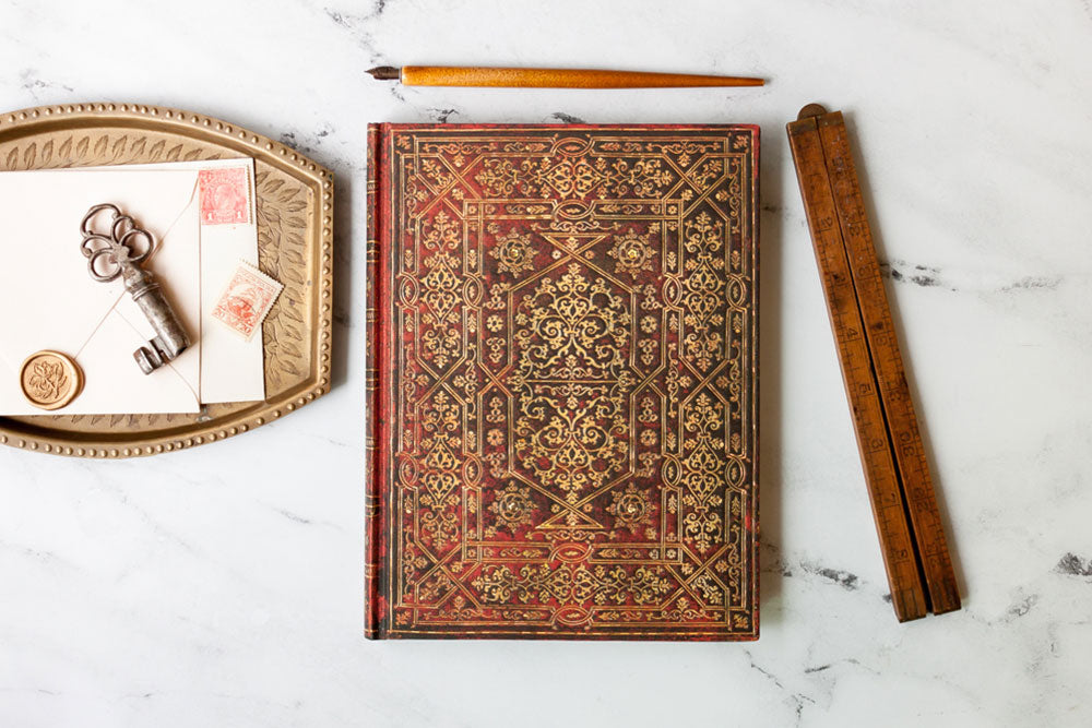 Paperblanks Evangeline Grande Hardback Journal – Plain, 128 Pages – design detail