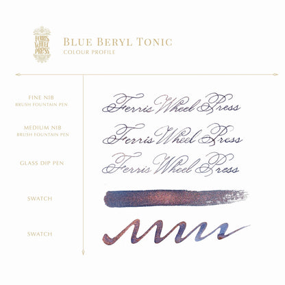 Ferris Wheel Press FerriTales Fountain Pen Ink – Blue Beryl Tonic, 20ml