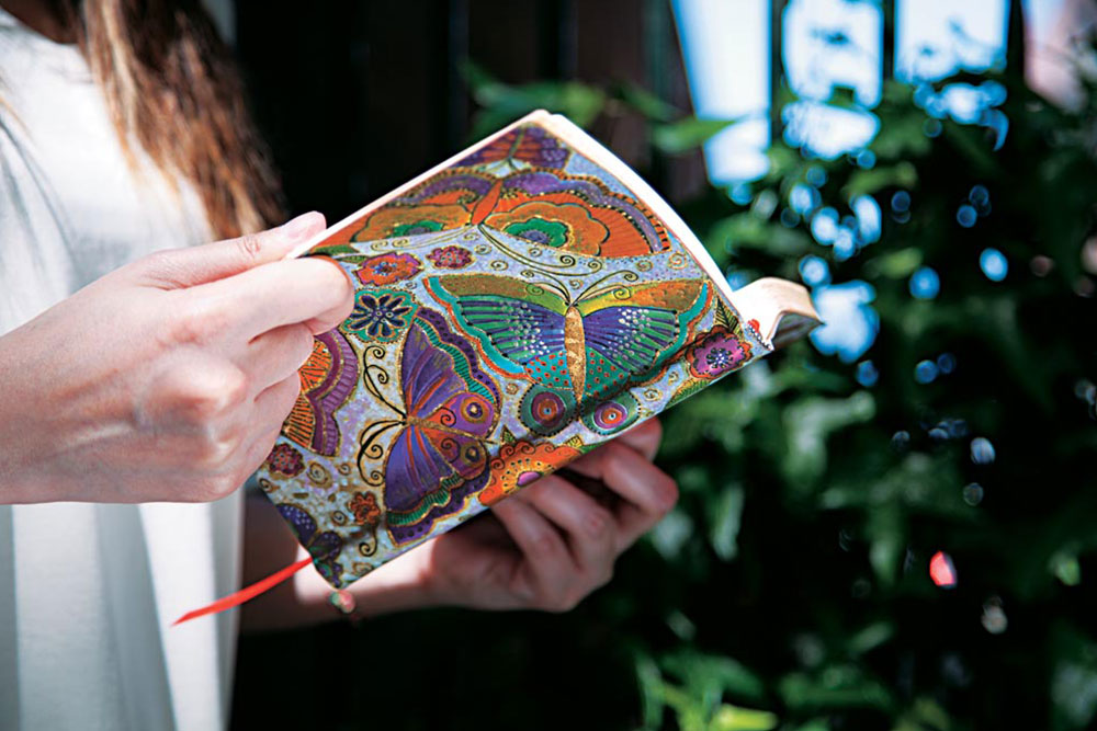 Paperblanks Flutterbyes Midi Softback Flexi Journal – Plain, 240 Pages – design detail
