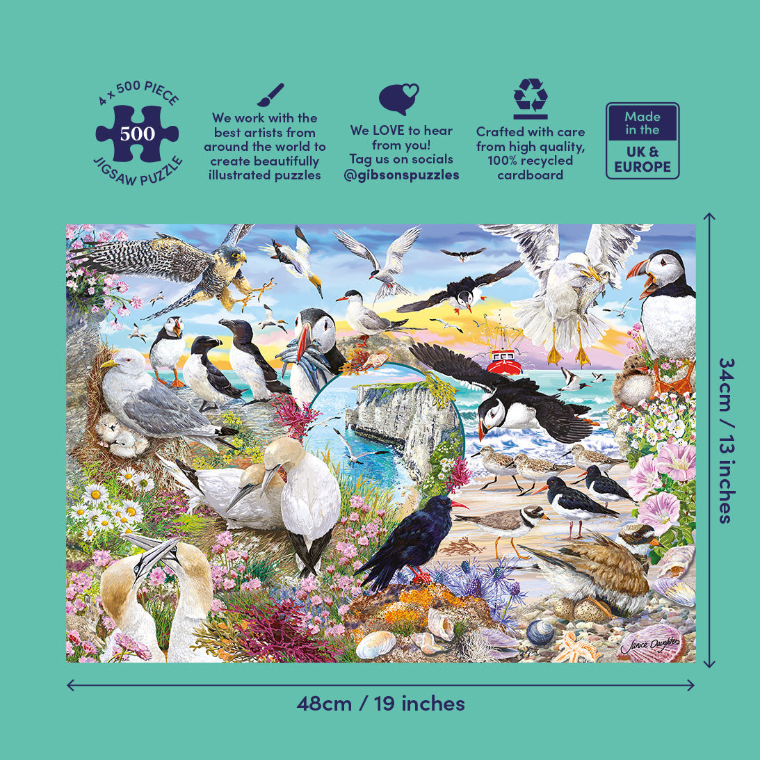 Gibsons RSPB Wings in the Wild 4 x 500 Piece Jigsaw Puzzles