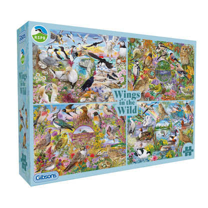 Gibsons RSPB Wings in the Wild 4 x 500 Piece Jigsaw Puzzles
