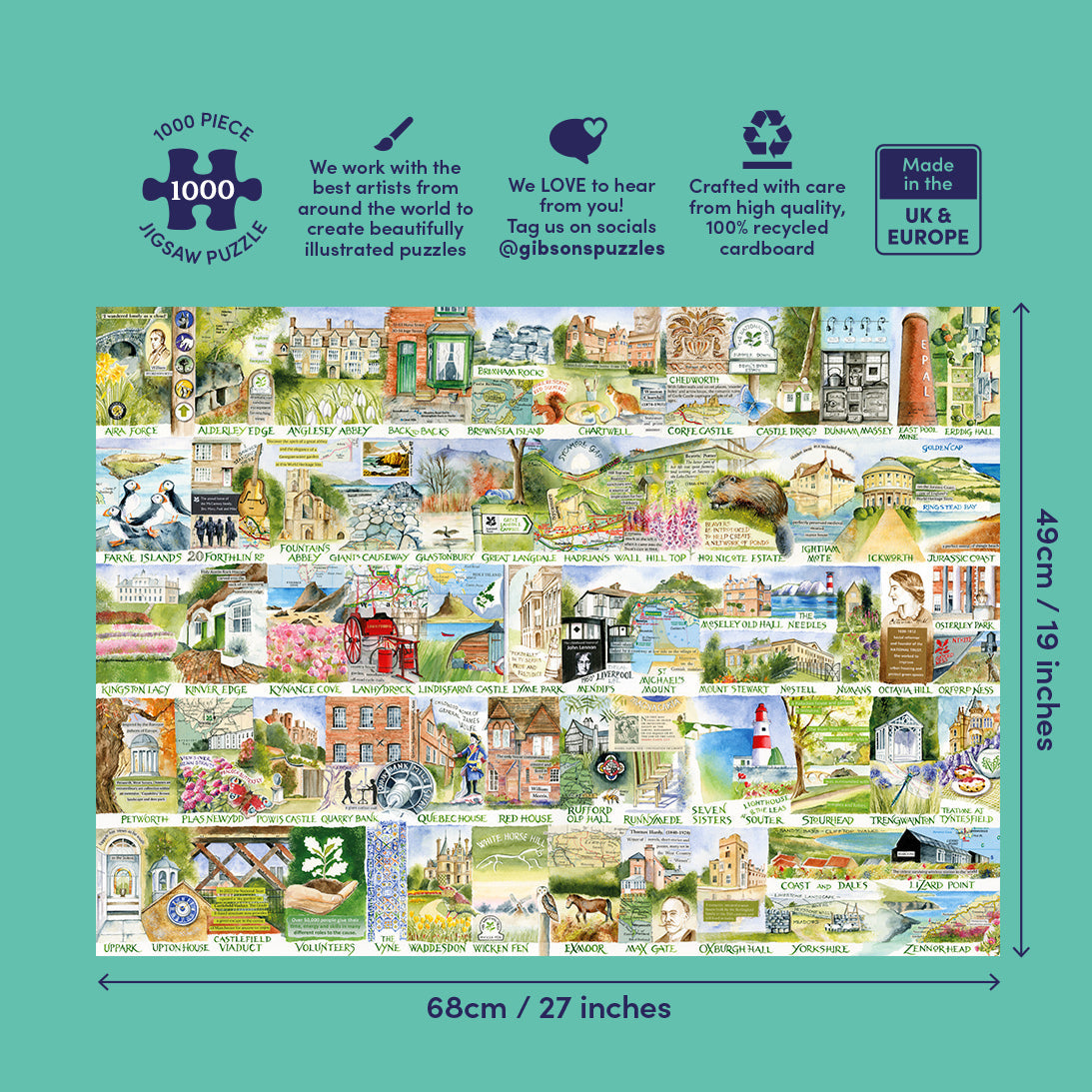 Gibsons National Trust Landmarks & Landscapes 1000 Piece Jigsaw Puzzle