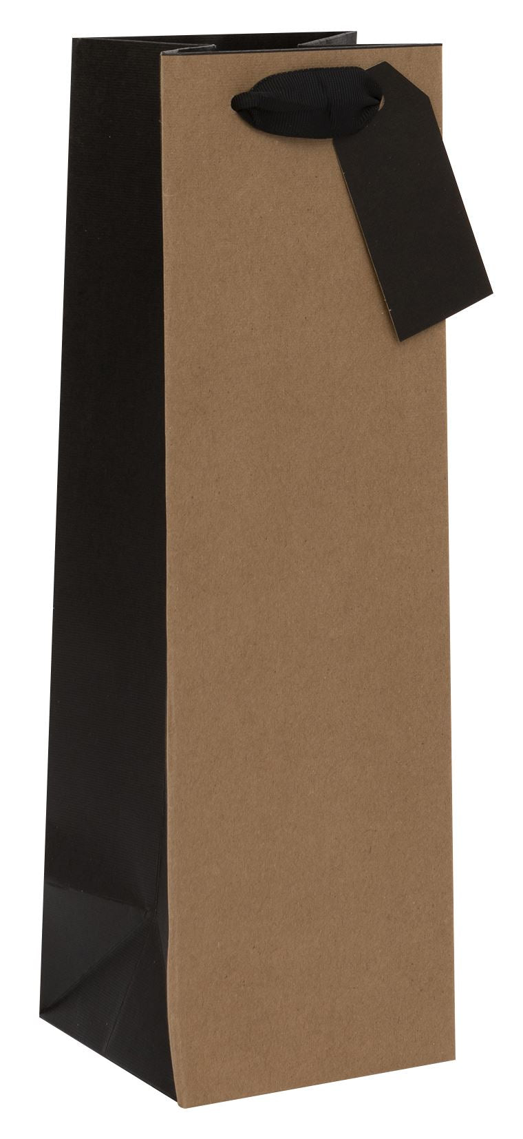 Ribbed Kraft/Black Bottle Bag