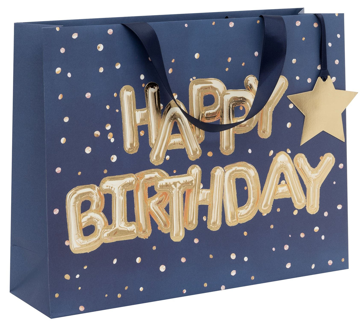 Helium Happy Birthday Blue Large Landscape Gift Bag