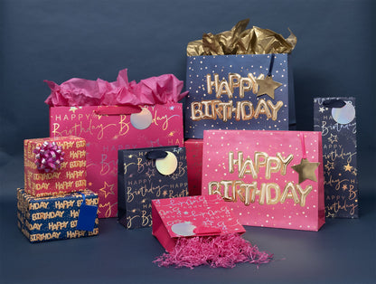 Helium Happy Birthday Blue Gift Bag – side view