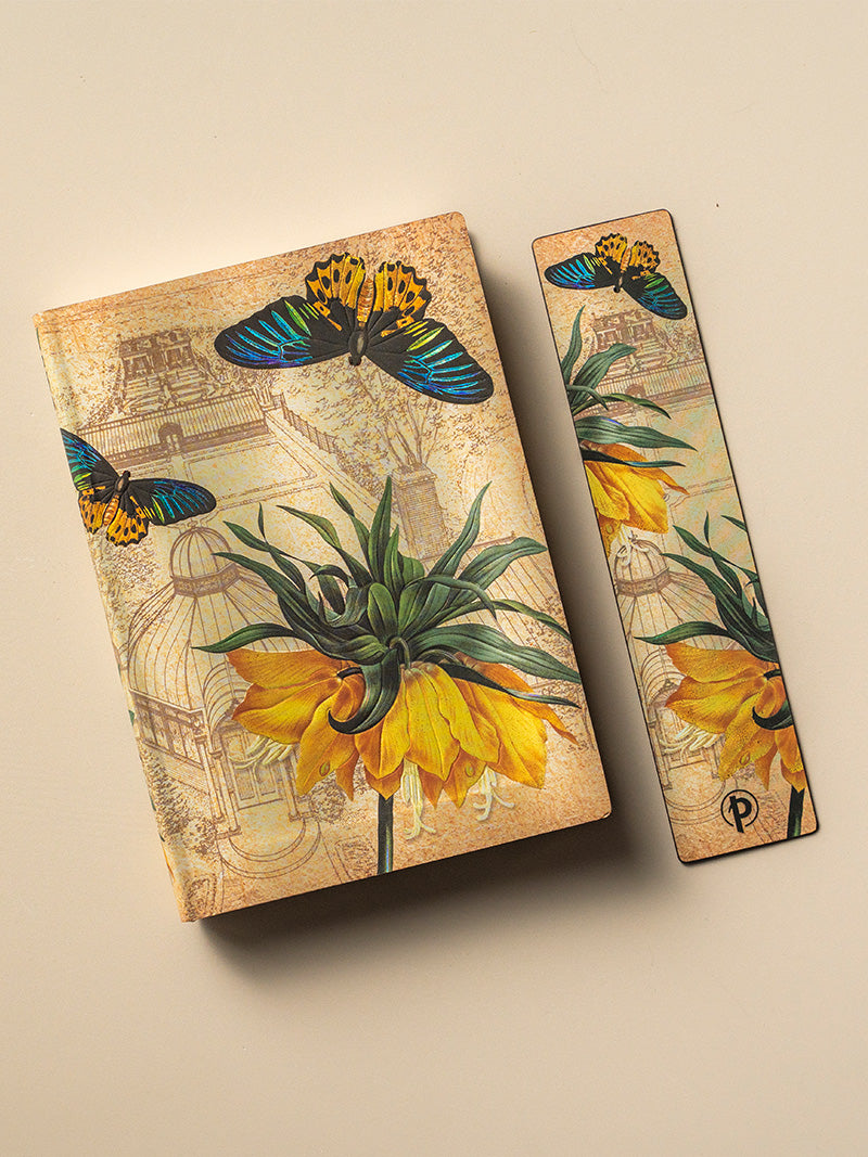 Paperblanks Golden Fritillaria Midi Softback Flexi Journal – Plain, 176 Pages – design detail