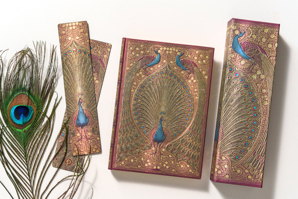 Paperblanks Hafiz’s Peacocks Midi Hardback Journal – Plain, 144 Pages – design detail