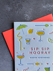 I'mPressed - Sip Sip Hooray Happy Birthday Greetings Card