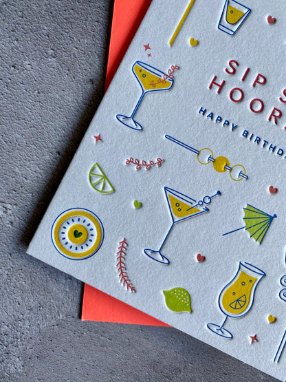 I'mPressed - Sip Sip Hooray Happy Birthday Greetings Card