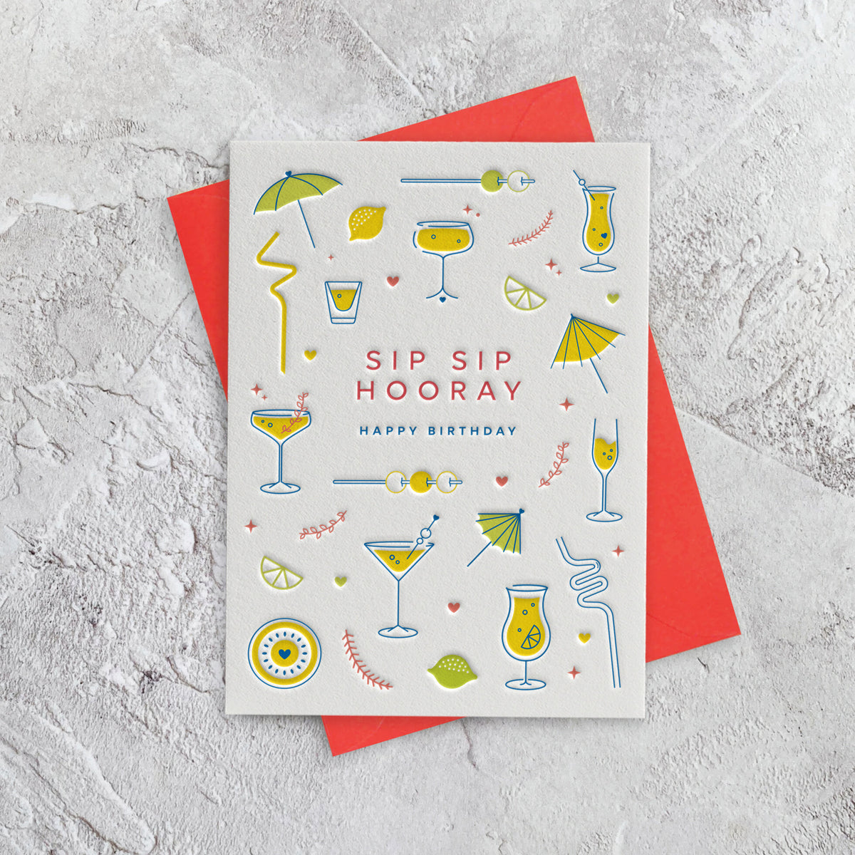 I'mPressed - Sip Sip Hooray Happy Birthday Greetings Card