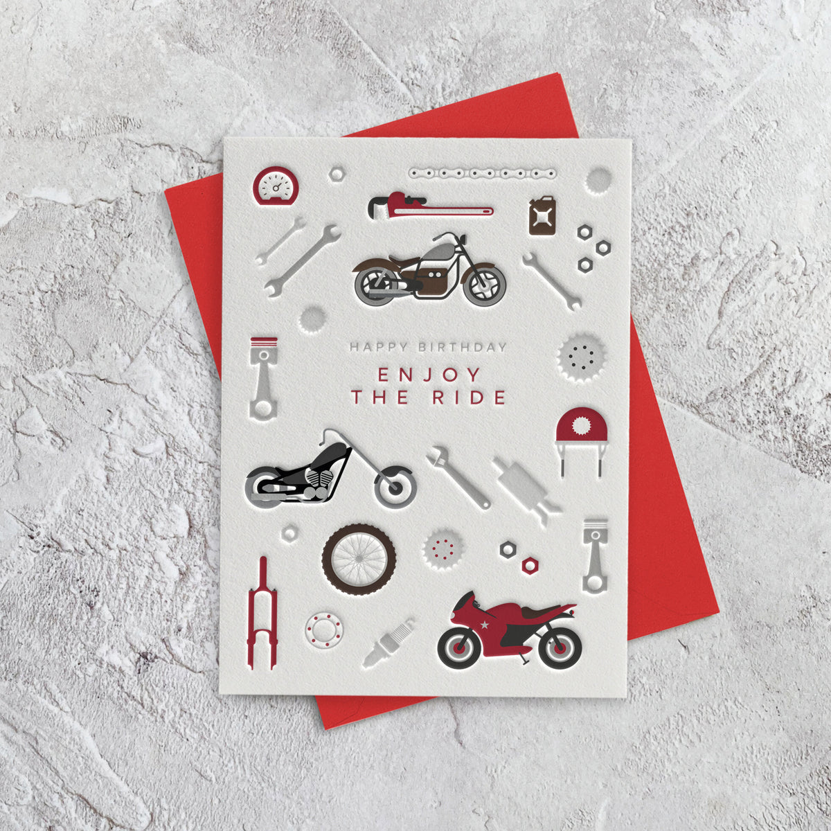 I'mPressed - Enjoy The Ride Birthday Motorbike Greetings Card