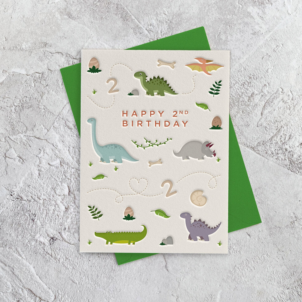 I'mPressed Mini Milestones Age 2 Dinosaurs Birthday Card by Heyyy