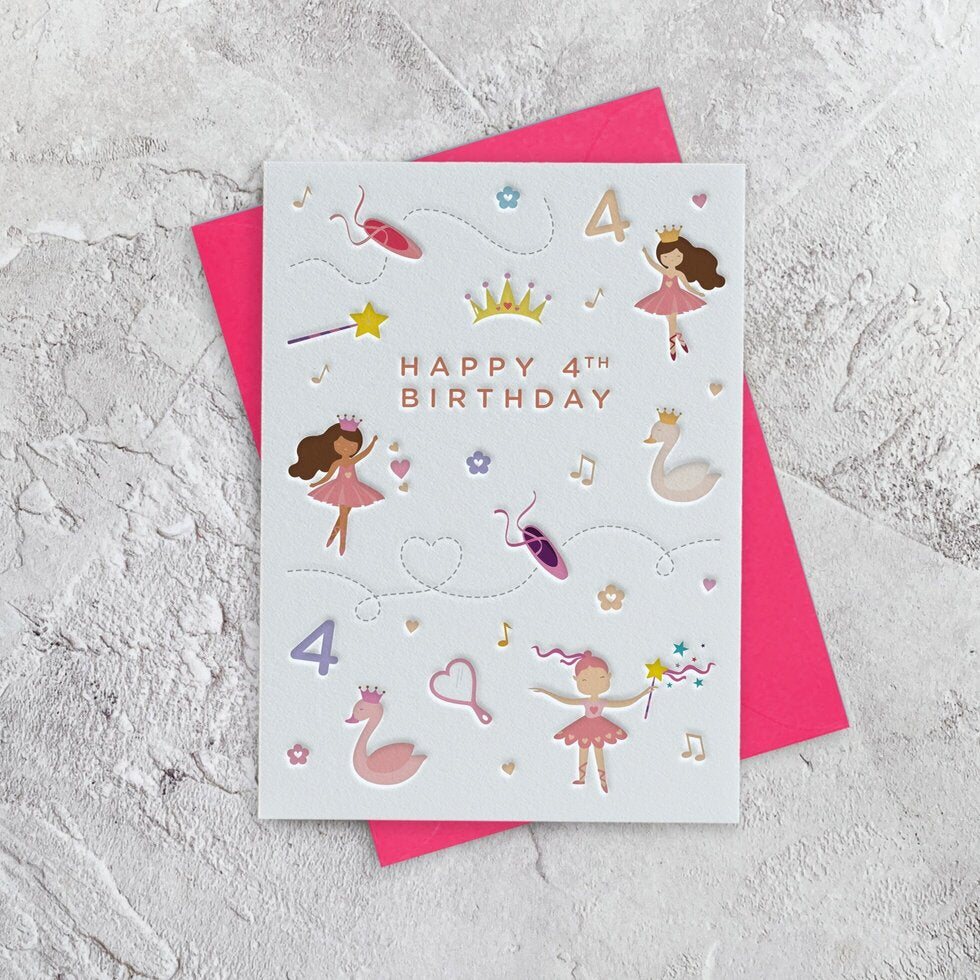 I'mPressed Mini Milestones Age 4 Ballerinas Birthday Card by Heyyy